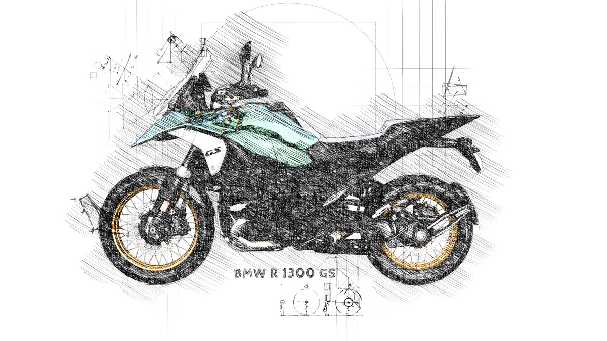 #259 BMW R 1300 GS: Kunstwerk | Da Vinci Stil | BMW GS Poster | Sofort-Download | BMW GS Merchandise | BMW GS Geschenk