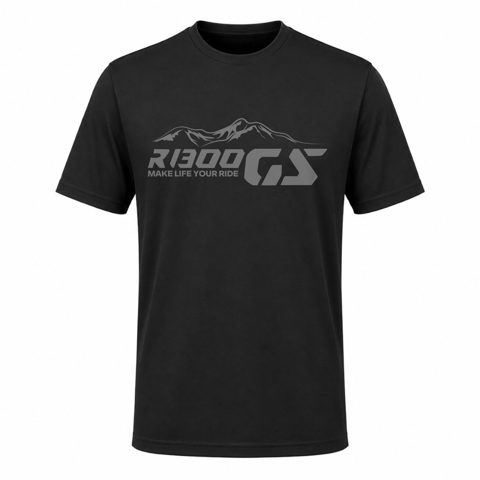 GS Motorrad Shirt "R 1300 GS Mountain / Ton in Ton" – Funktionsshirt Kurzarm - schwarz