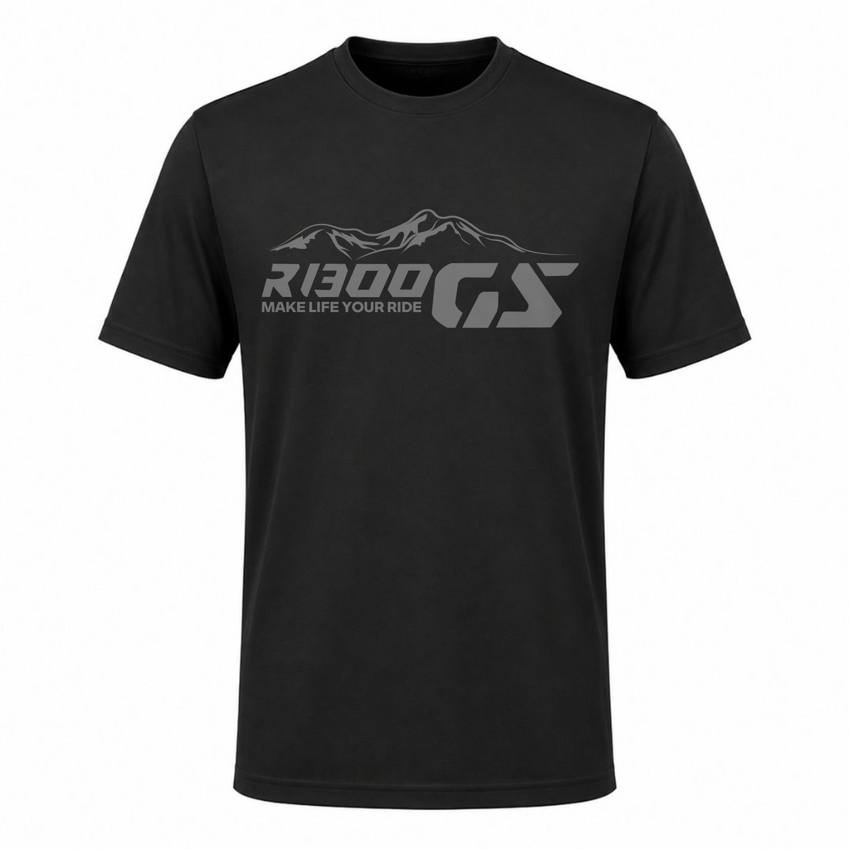 GS Motorrad Shirt "R 1300 GS Mountain / Ton in Ton" – Funktionsshirt Kurzarm - schwarz