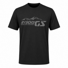GS Motorrad Shirt "R 1300 GS Mountain / Ton in Ton" – Funktionsshirt Kurzarm - schwarz