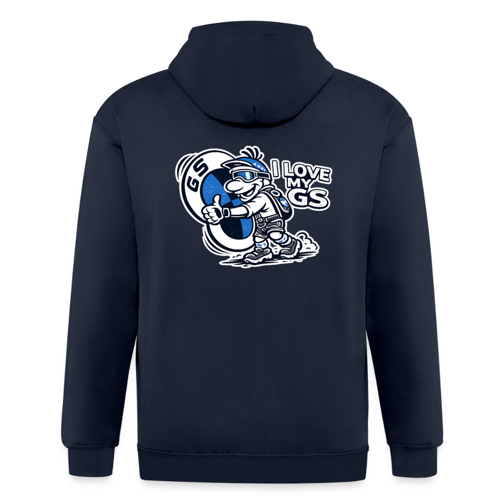 GS Zipper Hoodie Navyblau – Edition "Maxl": I Love My GS - Navy