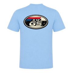 BMW GS T-Shirt "R12 GS" Racing Streifen – Unisex Shirt im Dirty-Look - Sky Blue - Rueckseite