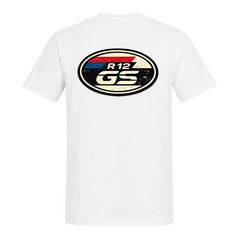 BMW GS T-Shirt "R12 GS" Racing Streifen – Unisex Shirt im Dirty-Look - White - Rueckseite