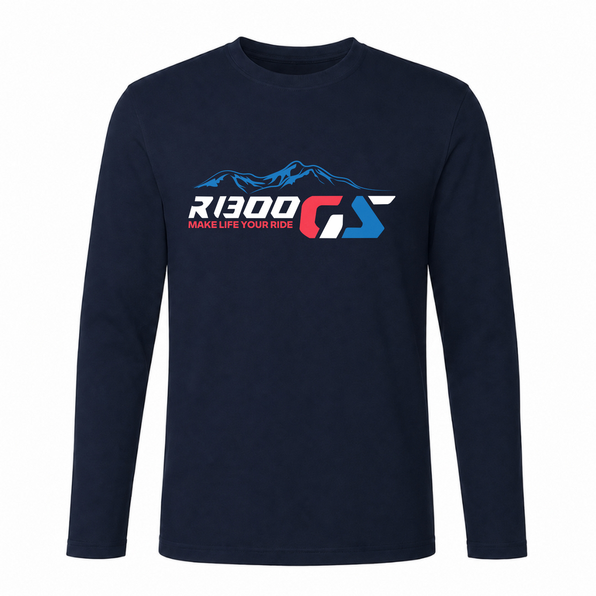 GS Motorrad Shirt "R 1300 GS Mountain" – Funktionsshirt Kurzarm Long Sleeve Cool T - French Navy