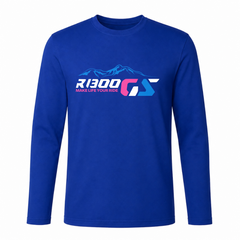 GS Motorrad Shirt "R 1300 GS Mountain" – Funktionsshirt Kurzarm Long Sleeve Cool T - royal blue
