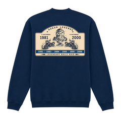 BMW GS Dakar Hommage 1/4-Zip Sweatshirt "Legendary Rally Raid" – exklusiver Motorrad-Troyer - Navy - Rueckseite