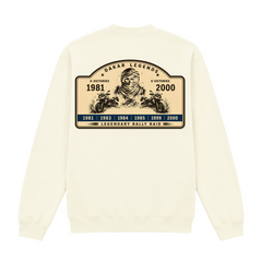 BMW GS Dakar Hommage 1/4-Zip Sweatshirt "Legendary Rally Raid" – exklusiver Motorrad-Troyer - Off White - Rueckseite
