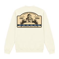 BMW GS Dakar Hommage 1/4-Zip Sweatshirt "Legendary Rally Raid" – exklusiver Motorrad-Troyer - Off White - Rueckseite
