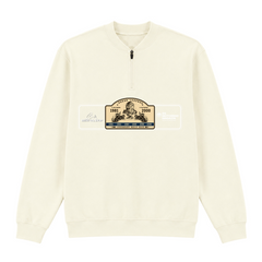 BMW GS Dakar Hommage 1/4-Zip Sweatshirt "Legendary Rally Raid" – exklusiver Motorrad-Troyer - Off White