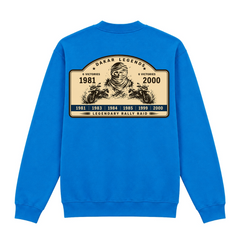 BMW GS Dakar Hommage 1/4-Zip Sweatshirt "Legendary Rally Raid" – exklusiver Motorrad-Troyer - Royal - Rueckseite