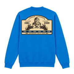 BMW GS Dakar Hommage 1/4-Zip Sweatshirt "Legendary Rally Raid" – exklusiver Motorrad-Troyer - Royal - Rueckseite