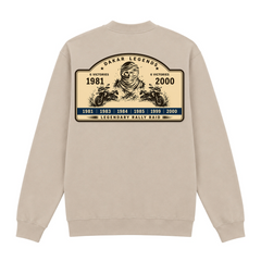 BMW GS Dakar Hommage 1/4-Zip Sweatshirt "Legendary Rally Raid" – exklusiver Motorrad-Troyer - Sand - Rueckseite