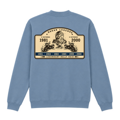 BMW GS Dakar Hommage 1/4-Zip Sweatshirt "Legendary Rally Raid" – exklusiver Motorrad-Troyer - Stone Blue - Rueckseite