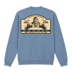 BMW GS Dakar Hommage 1/4-Zip Sweatshirt "Legendary Rally Raid" – exklusiver Motorrad-Troyer - Stone Blue - Rueckseite