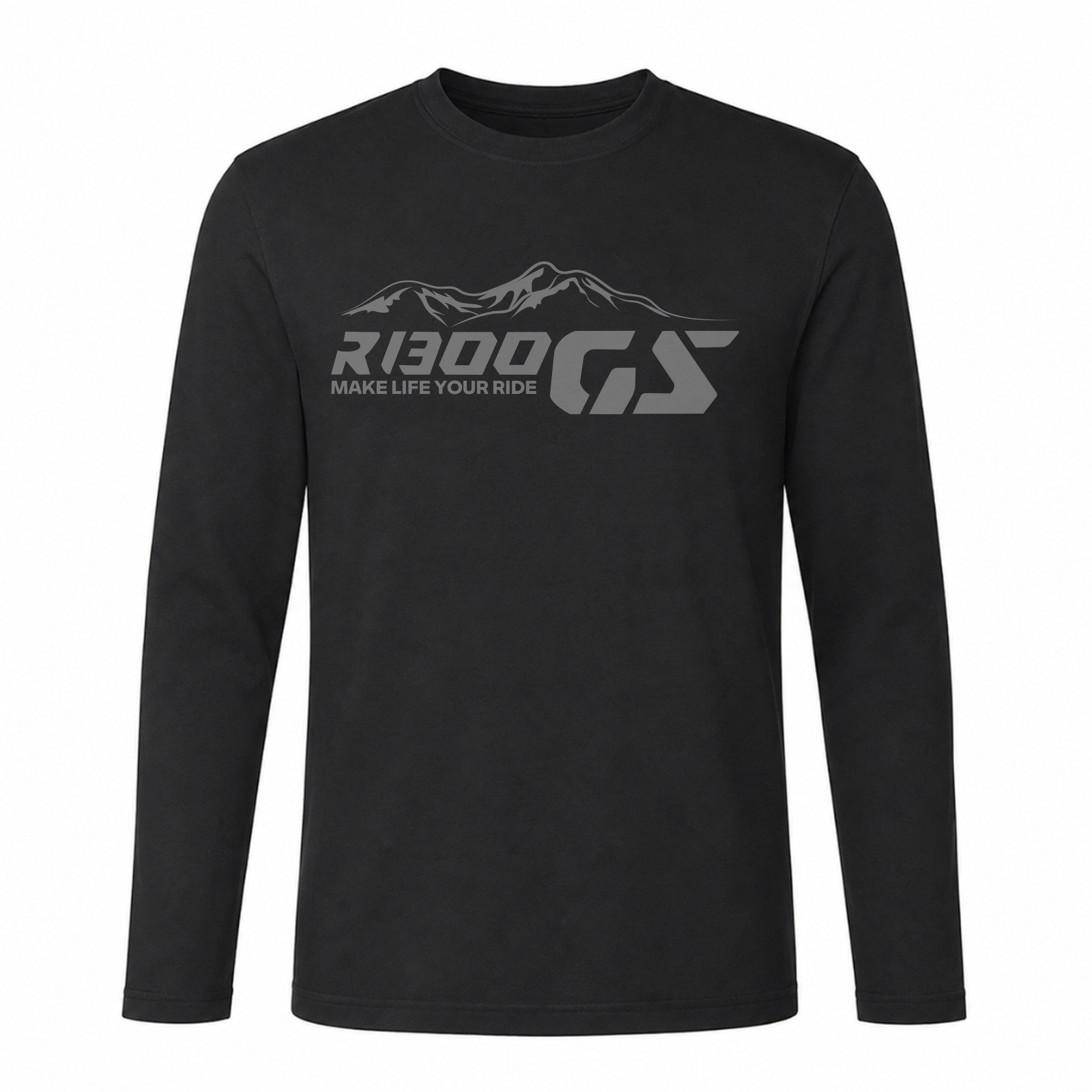GS Motorrad Shirt "R 1300 GS Mountain Ton in Ton" – Funktionsshirt Langarm - schwarz