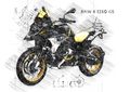 #257 BMW R 1250 GS (Bumblebee): Artwork | Da Vinci Style | BMW GS Poster | Instant Download | BMW GS Merchandise | BMW GS Gift 