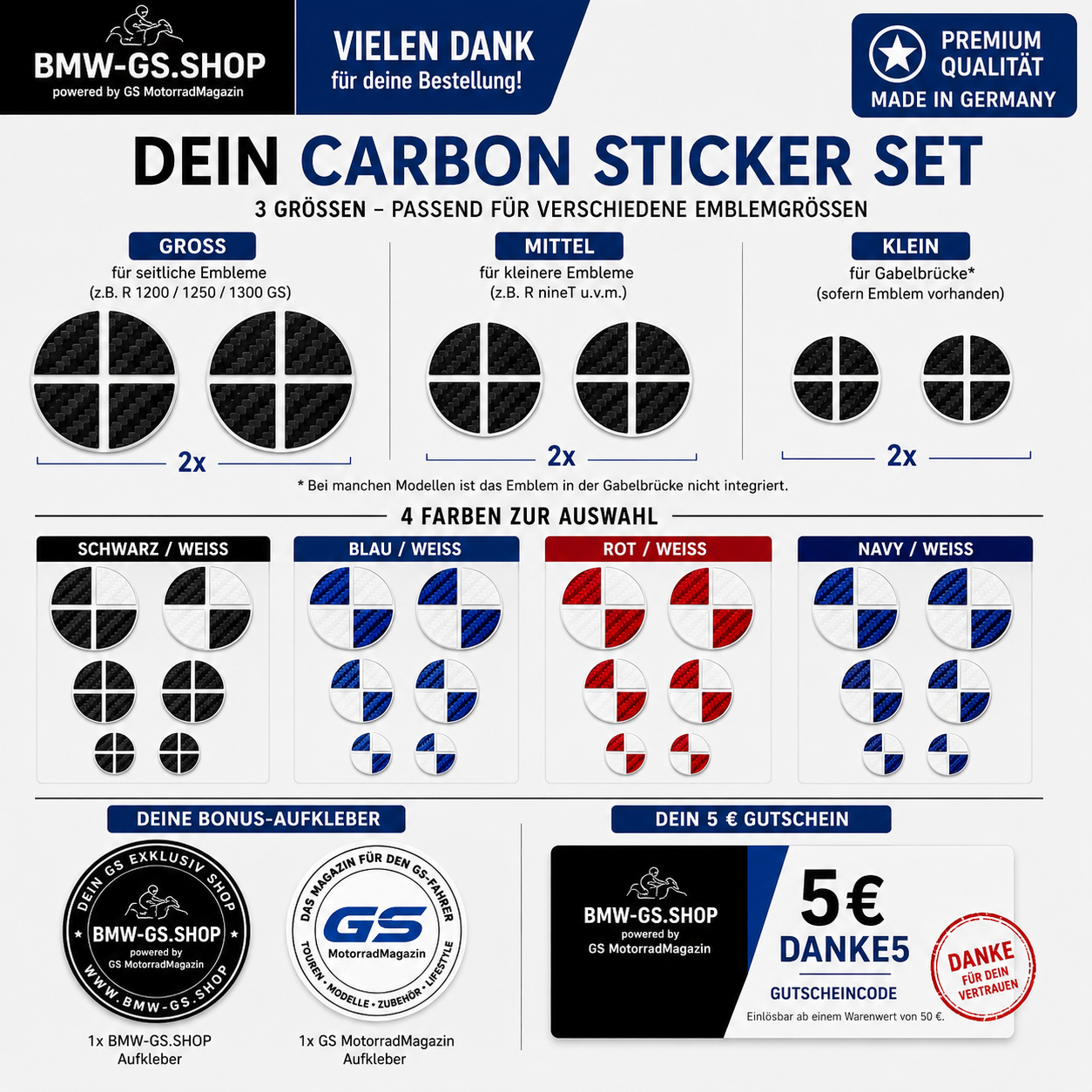 GS Carbon Emblem Corner Set (Left+Right) + Free Triple Tree Set available in 4 colors