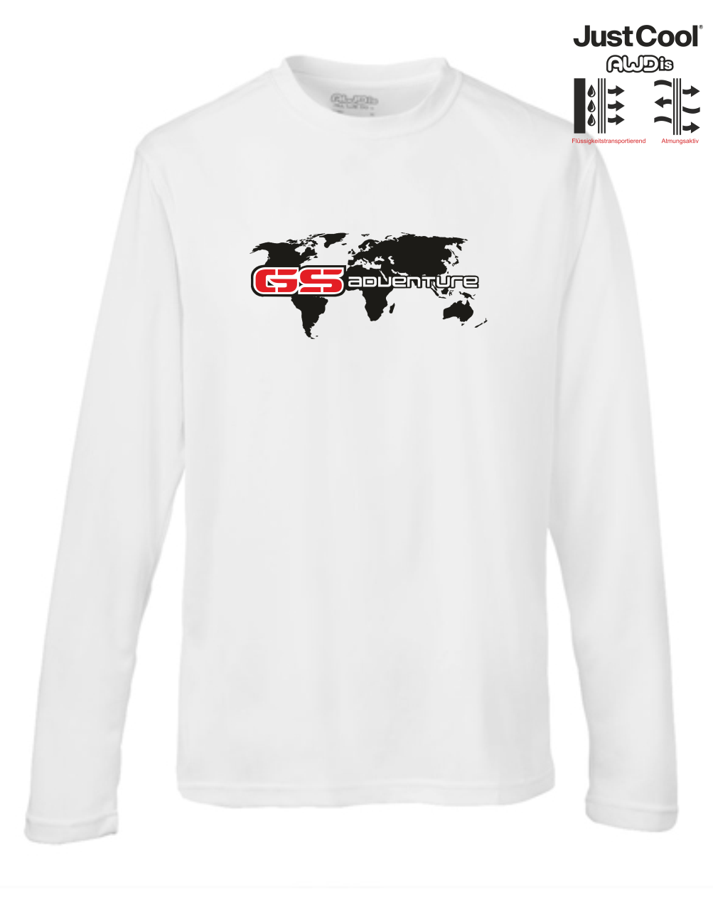 GS Motorrad World Wide SEEK - ADVENTURE - (rot) Just Cool Funktion T-Shirt Langarm