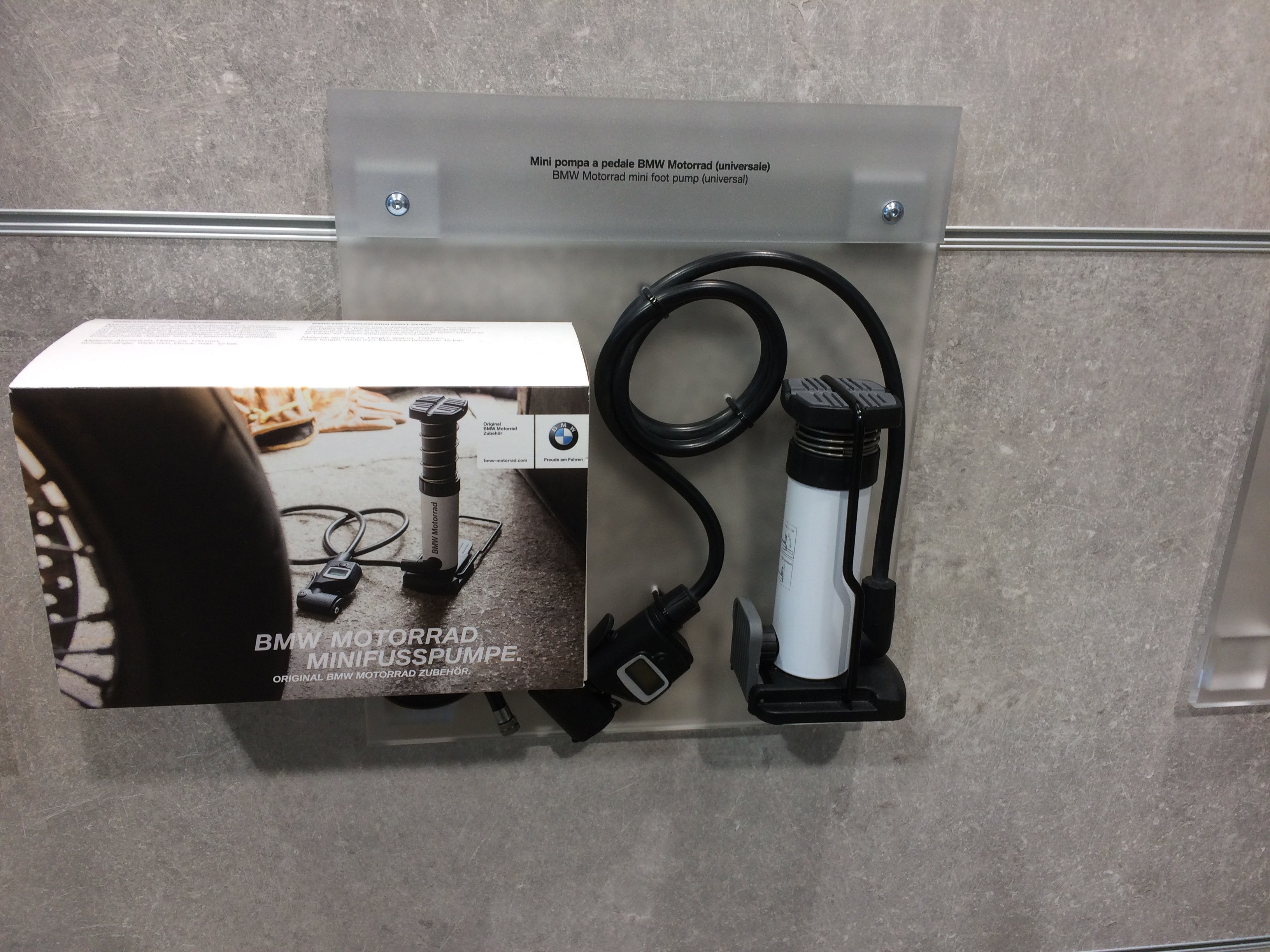 BMW Motorrad mini foot pump with digital pressure gauge