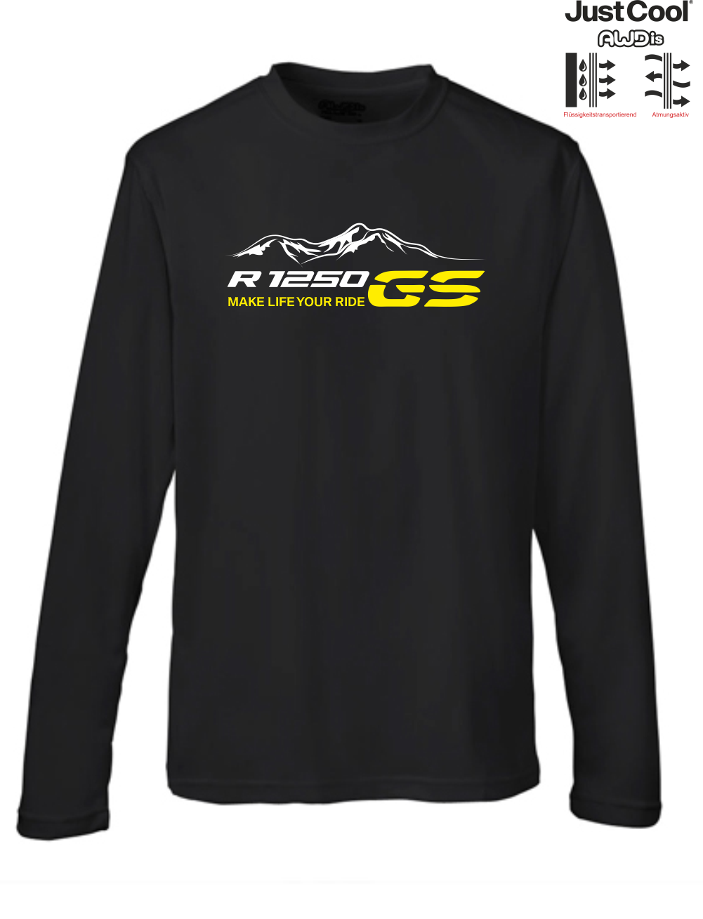 GS Motorcycle BMW R 1250 GS "Bumblebee Mountain" Just Cool Function T-Shirt Long Sleeve