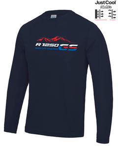 GS Motorcycle BMW R 1250 GS "Three Mountain" Just Cool Function T-Shirt Long Sleeve