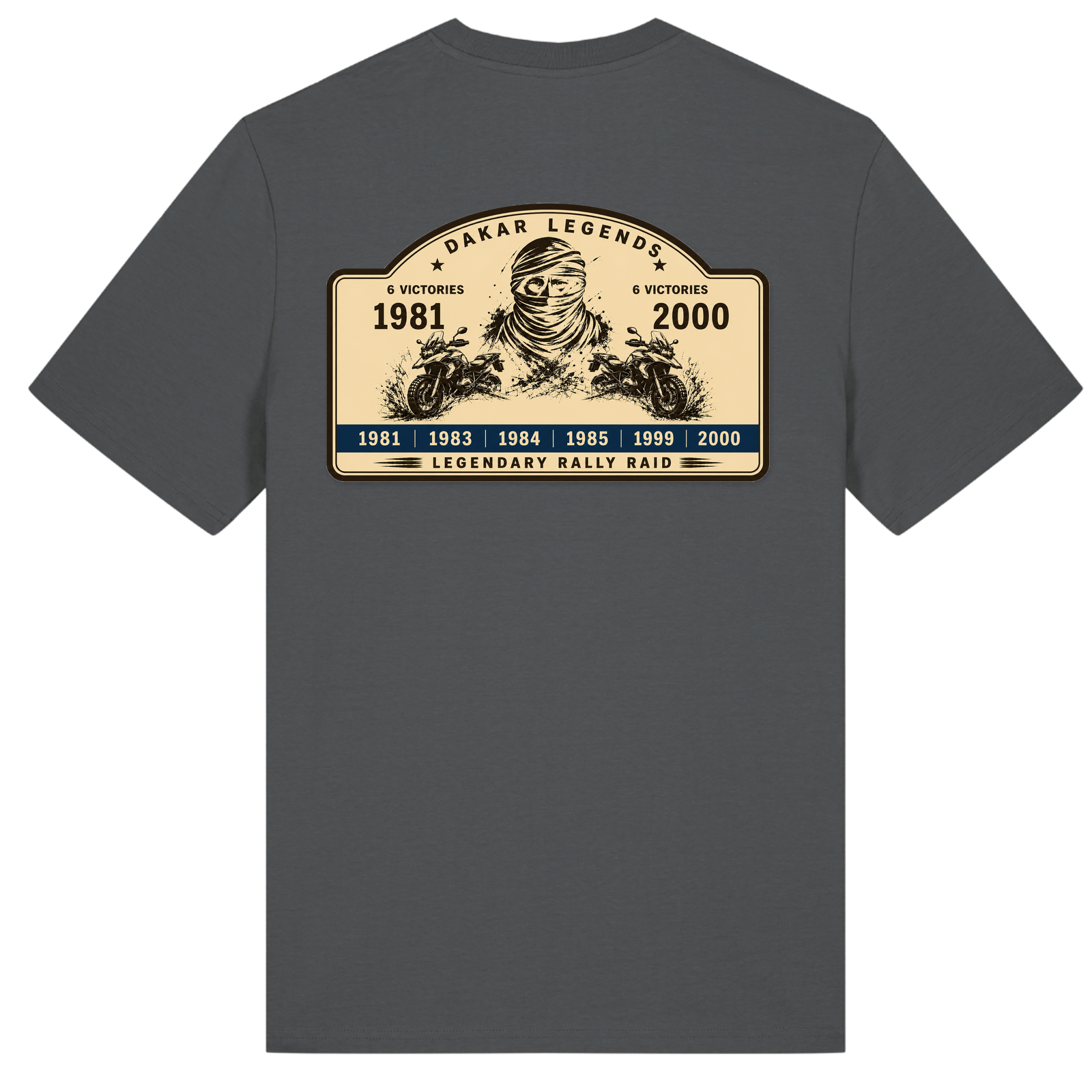 BMW GS Dakar Hommage T-Shirt "Legendary Rally Raid" – exklusives Motorrad-Shirt - Anthracite - Rueckseite