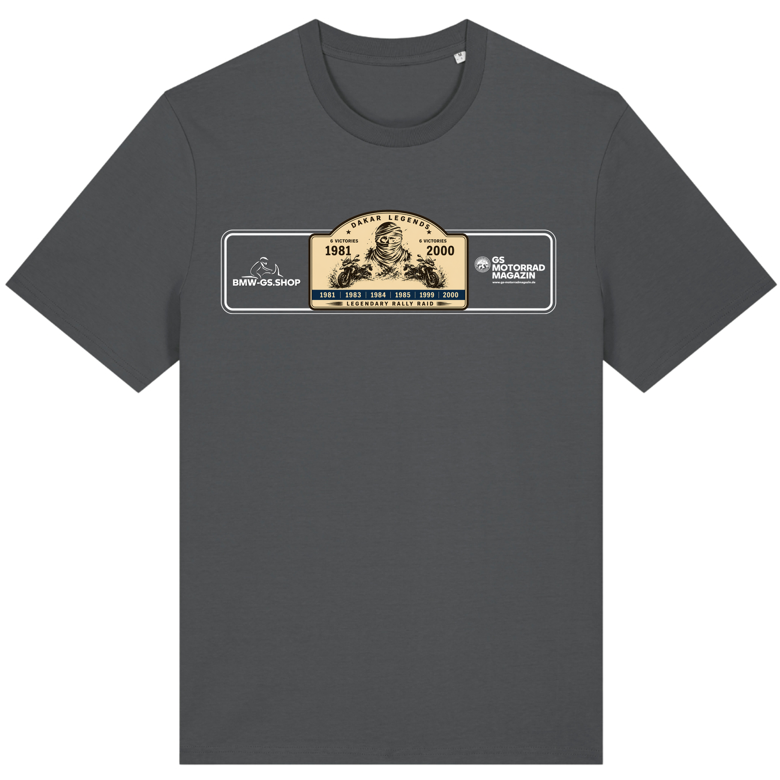 BMW GS Dakar Hommage T-Shirt "Legendary Rally Raid" – exklusives Motorrad-Shirt - Anthracite
