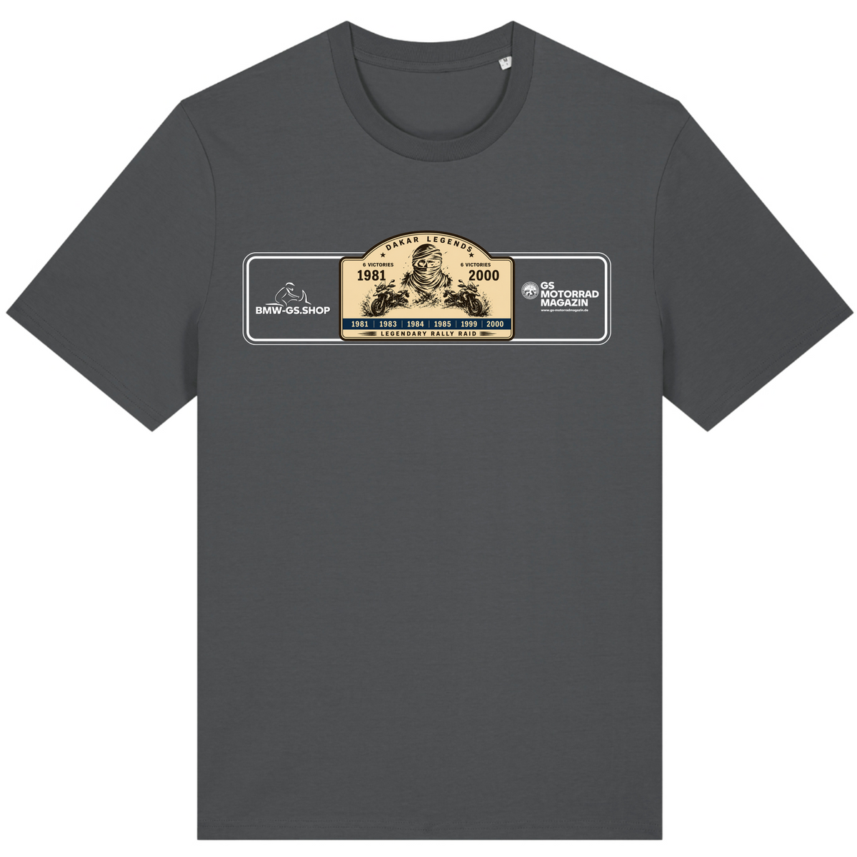 BMW GS Dakar Hommage T-Shirt "Legendary Rally Raid" – exklusives Motorrad-Shirt - Anthracite