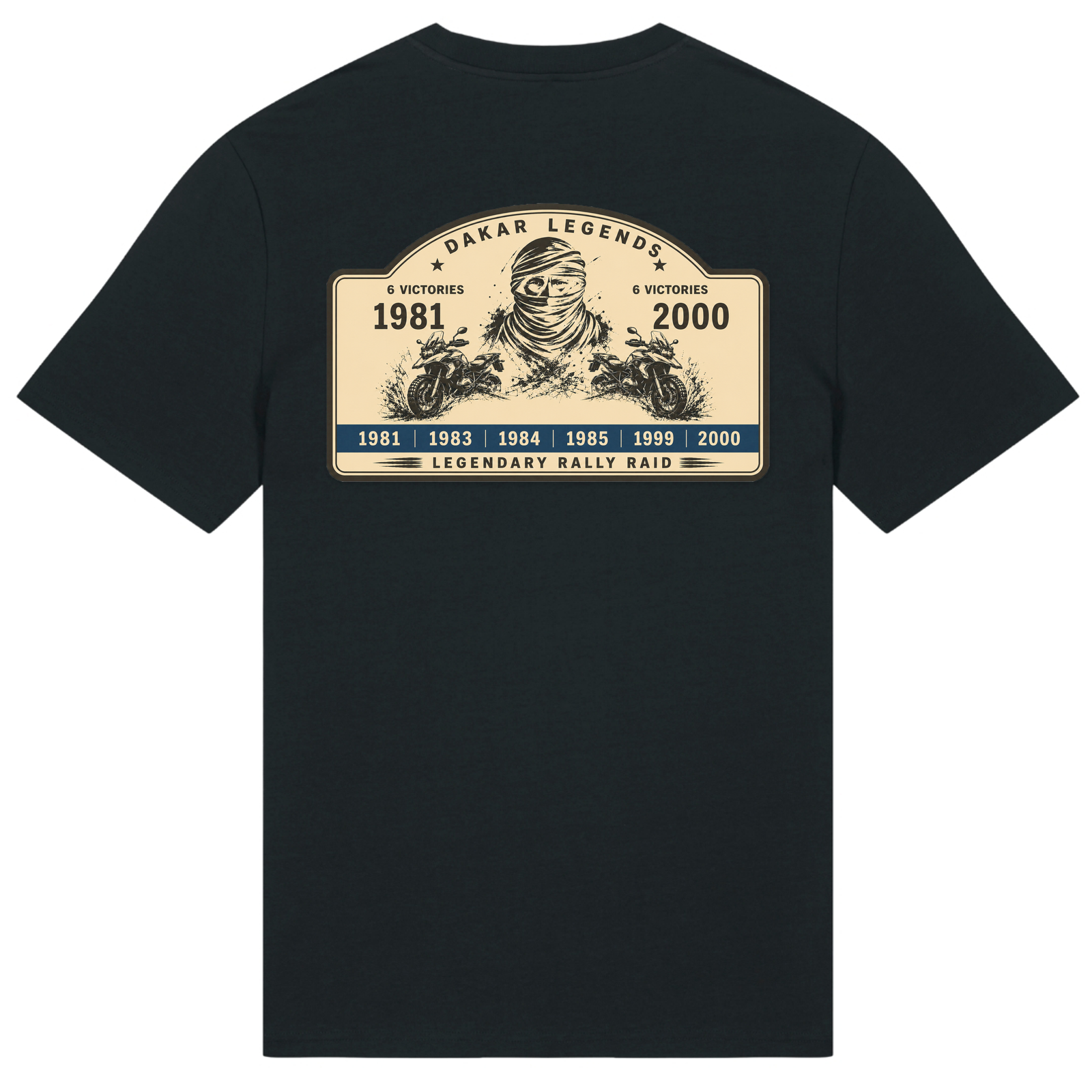 BMW GS Dakar Hommage T-Shirt "Legendary Rally Raid" – exklusives Motorrad-Shirt - Black - Rueckseite