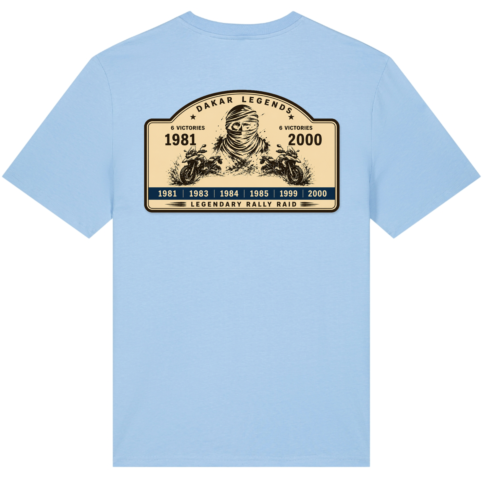BMW GS Dakar Hommage T-Shirt "Legendary Rally Raid" – exklusives Motorrad-Shirt - Blue soul - Rueckseite