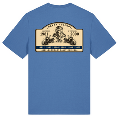 BMW GS Dakar Hommage T-Shirt "Legendary Rally Raid" – exklusives Motorrad-Shirt - Bright Blue - Rueckseite