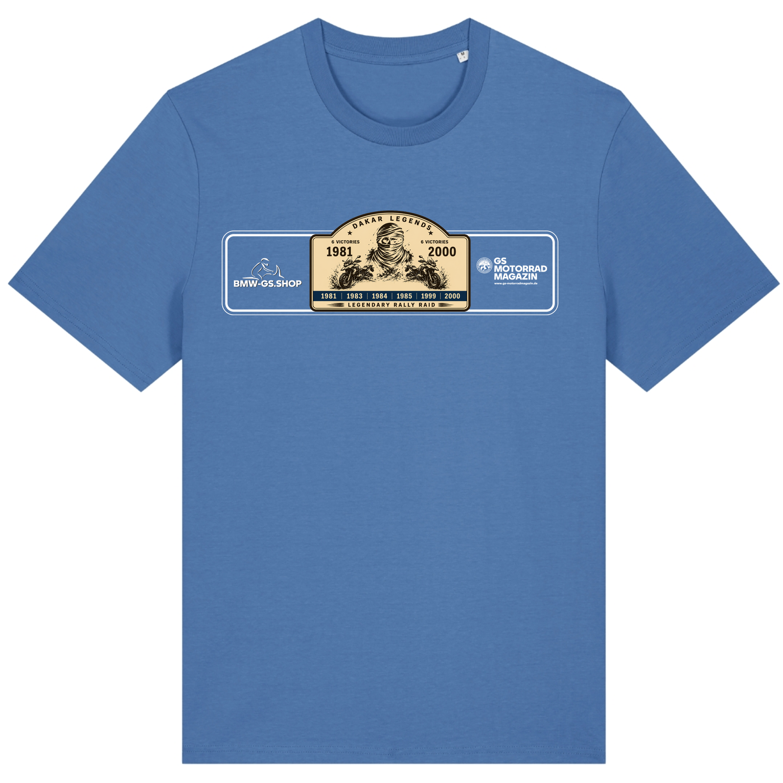 BMW GS Dakar Hommage T-Shirt "Legendary Rally Raid" – exklusives Motorrad-Shirt - Bright Blue