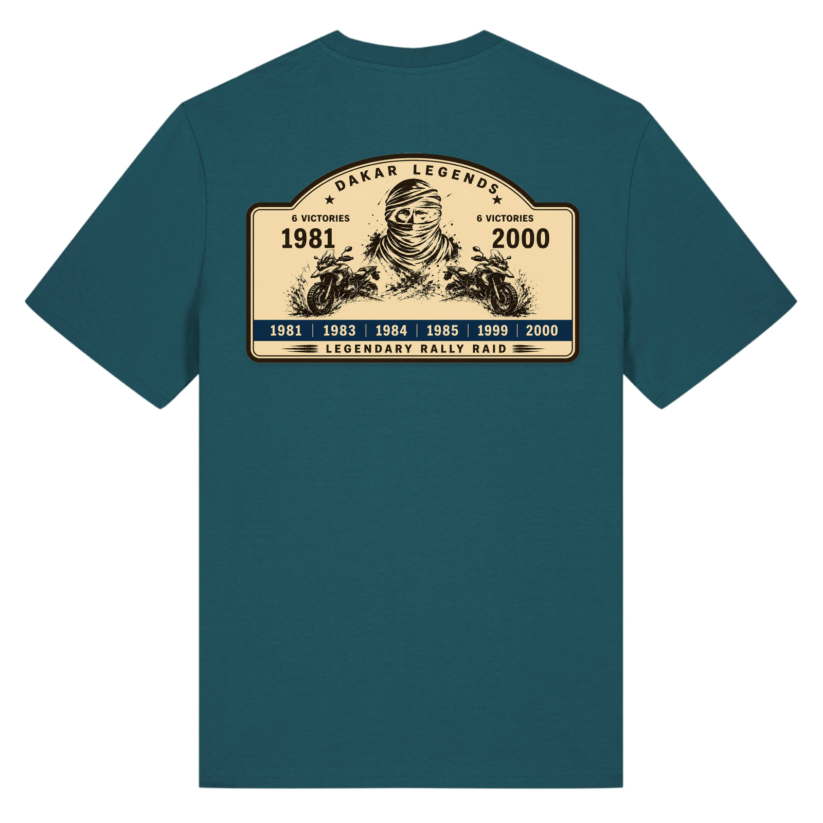 BMW GS Dakar Hommage T-Shirt "Legendary Rally Raid" – exklusives Motorrad-Shirt - Stargazer - Rueckseite