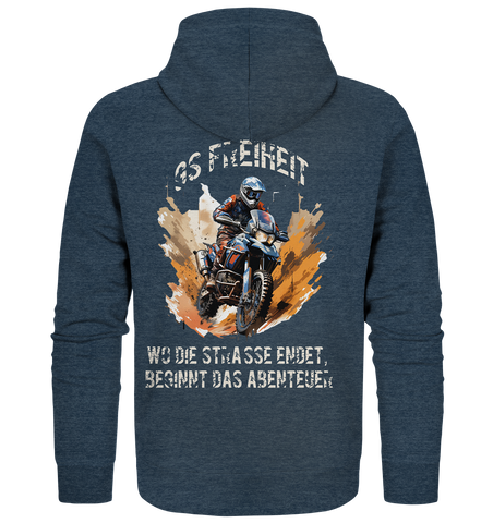 GS Motorrad "Wo die Straße endet - beginnt das Abenteuer" - Hoodie Zipper Jacke