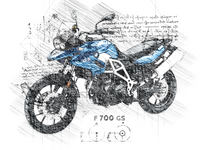 #244 BMW F 700 GS (Racing): Kunstwerk | Da Vinci Stil | BMW GS Poster | Sofort-Download | BMW GS Merchandise | BMW GS Geschenk