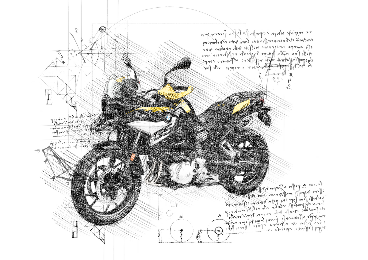 #245 BMW F 750 GS: Kunstwerk | Da Vinci Stil | BMW GS Poster | Sofort-Download | BMW GS Merchandise | BMW GS Geschenk