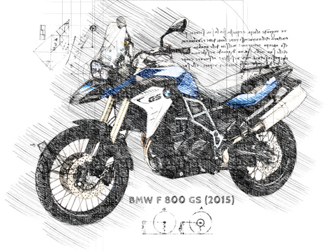 #246 BMW F 800 GS: Kunstwerk | Da Vinci Stil | BMW GS Poster | Sofort-Download | BMW GS Merchandise | BMW GS Geschenk