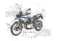 #249 BMW F 850 GS: Kunstwerk | Da Vinci Stil | BMW GS Poster | Sofort-Download | BMW GS Merchandise | BMW GS Geschenk