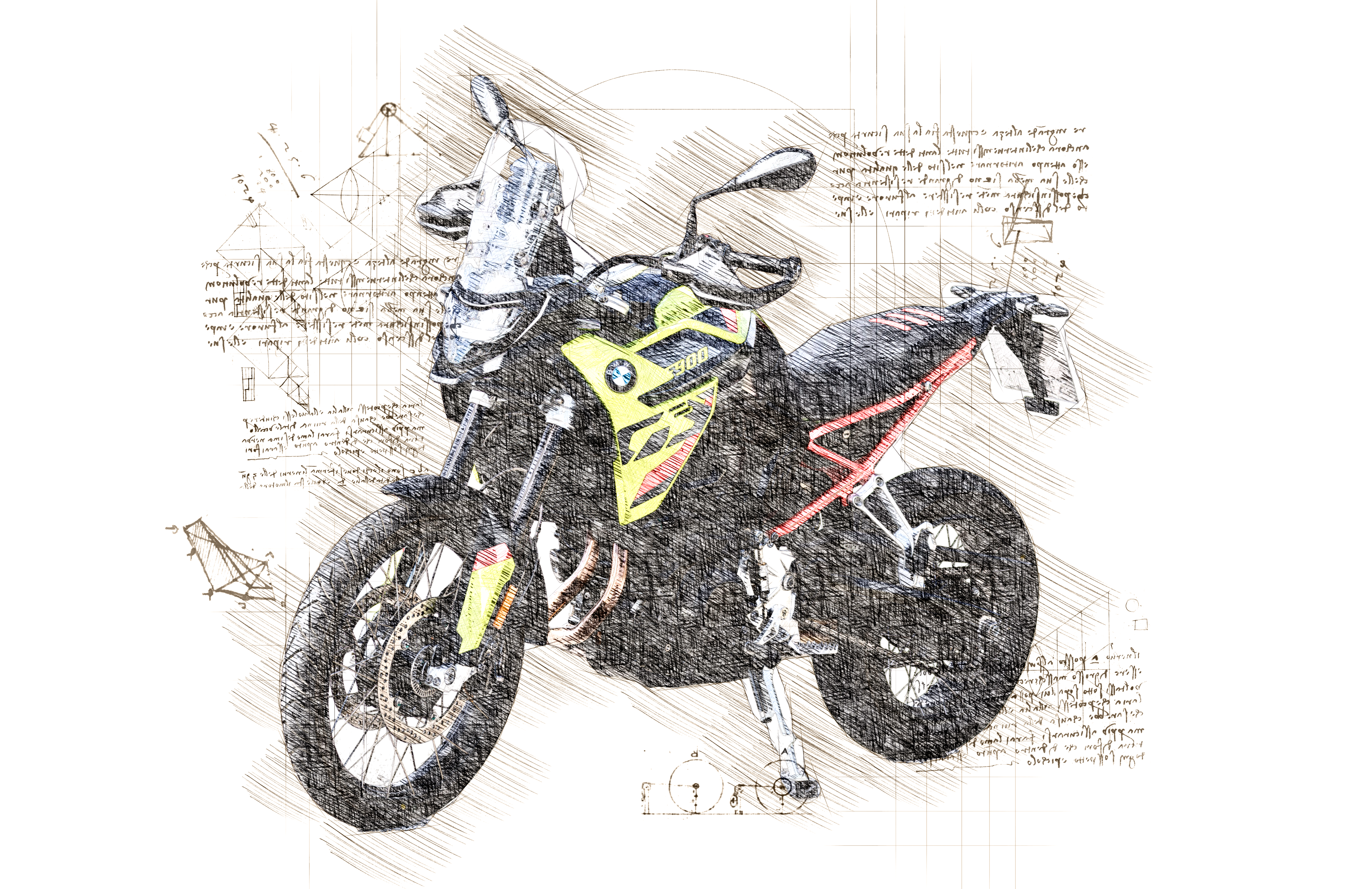 #250 BMW F 900 GS: Kunstwerk | Da Vinci Stil | BMW GS Poster | Sofort-Download | BMW GS Merchandise | BMW GS Geschenk