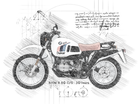 #241 BMW R 80 G/S - 30 years: Digital artwork -BMW GS Poster | High-resolution print document for your wall 