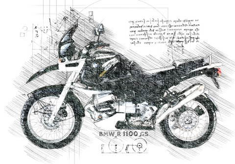 #242 BMW R 1100 GS: Artwork | Da Vinci Style | BMW GS Poster | Instant Download 