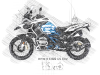 #253 BMW R 1200 GS ADVENTURE: Kunstwerk | Da Vinci Stil | BMW GS Poster | Sofort-Download | BMW GS Merchandise | BMW GS Geschenk