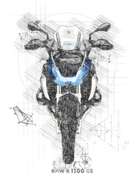#255 BMW R 1200 GS (Front): Kunstwerk | Da Vinci Stil | BMW GS Poster | Sofort-Download | BMW GS Merchandise | BMW GS Geschenk
