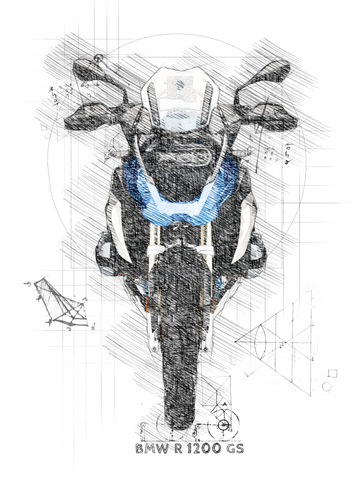 #255 BMW R 1200 GS (Front): Artwork | Da Vinci Style | BMW GS Poster | Instant Download | BMW GS Merchandise | BMW GS Gift 