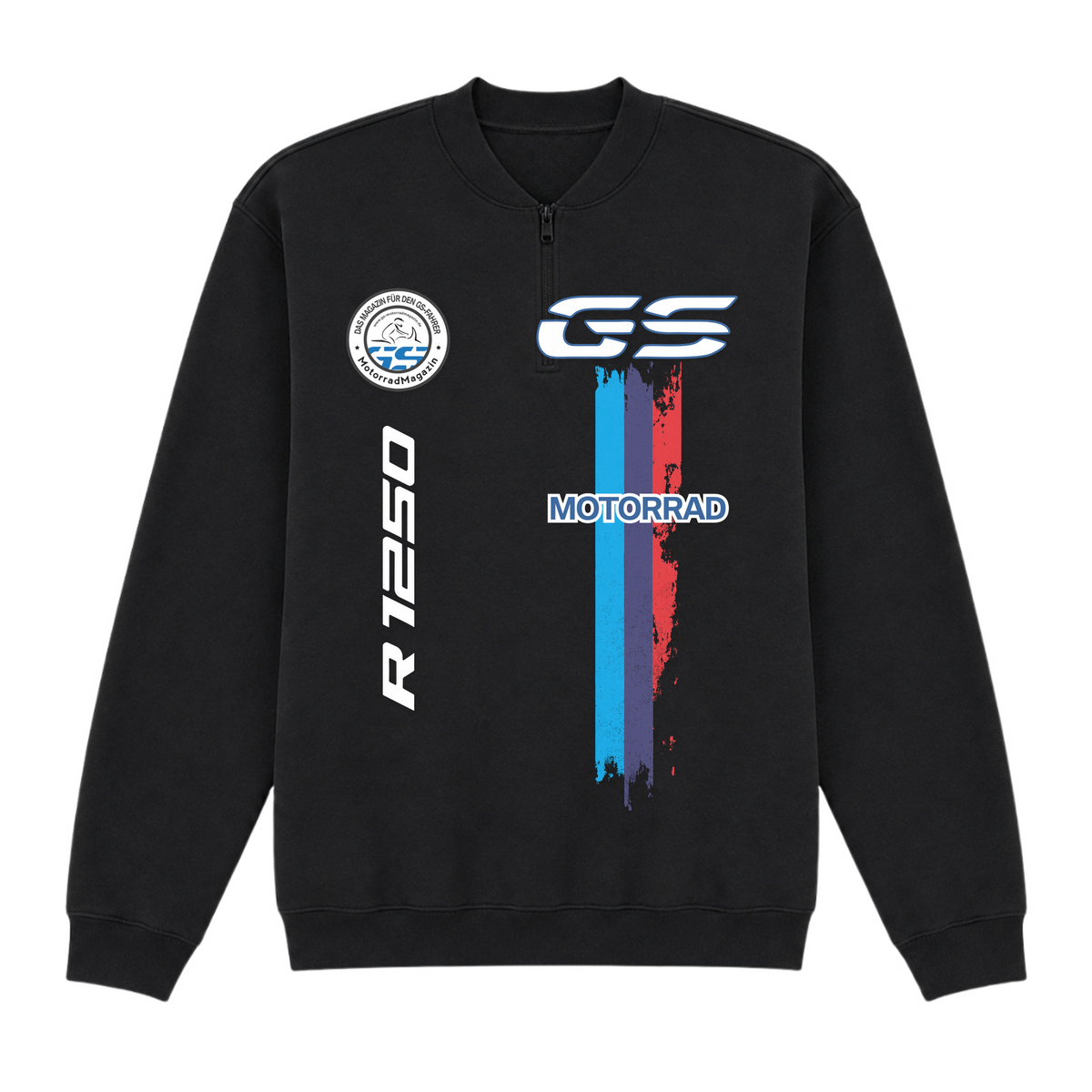 GS Motorrad "3-Stripes" BMW R 1250 GS - Make Life a Ride - 1/4-Zip Sweatshirt - Black