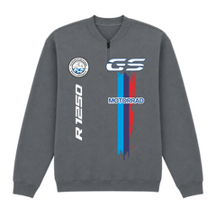 GS Motorrad "3-Stripes" BMW R 1250 GS - Make Life a Ride - 1/4-Zip Sweatshirt - Charcoal (Solid)