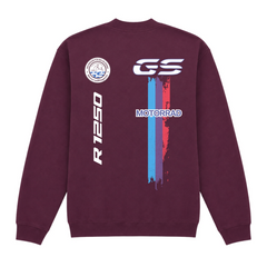 GS Motorrad "3-Stripes" BMW R 1250 GS - Make Life a Ride - 1/4-Zip Sweatshirt - Maroon - Rueckseite
