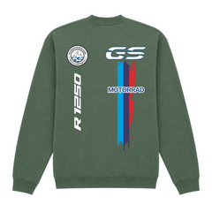 GS Motorrad "3-Stripes" BMW R 1250 GS - Make Life a Ride - 1/4-Zip Sweatshirt - Military Green - Rueckseite