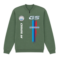 GS Motorrad "3-Stripes" BMW R 1250 GS - Make Life a Ride - 1/4-Zip Sweatshirt - Military Green