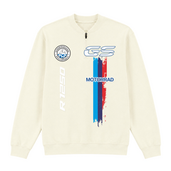 GS Motorrad "3-Stripes" BMW R 1250 GS - Make Life a Ride - 1/4-Zip Sweatshirt - Off White